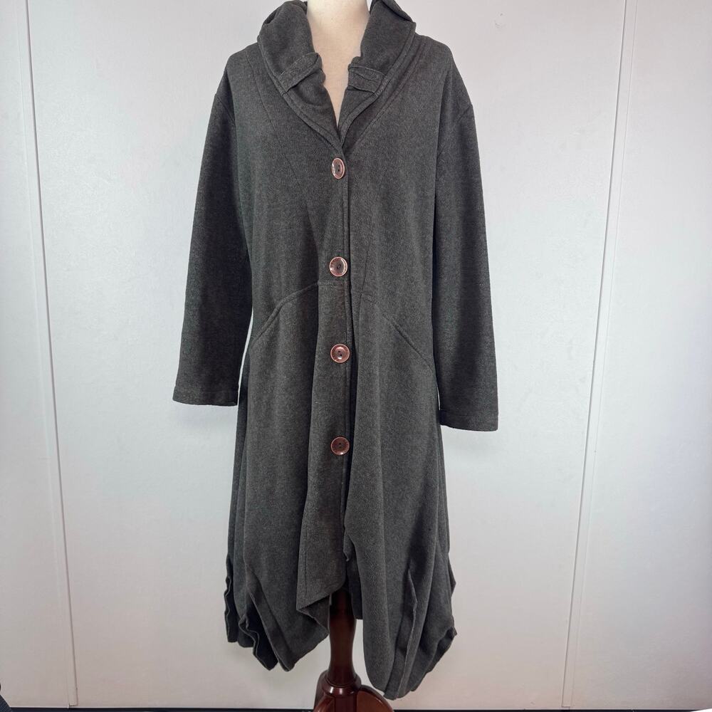 KEKOO Lagenlook Long Sleeve Fleece Outerwear Jacket Coat Gray Witchy Boho Goth